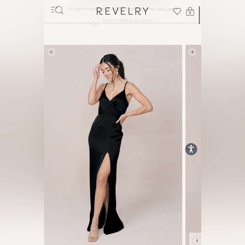 Revelry Rava Black Satin Bridesmaid Dress